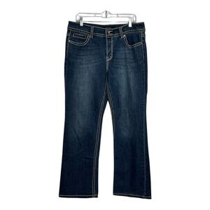 Nine West Jeans Womens 14/31 Average Dark Wash Embroidered Bootcut Denim Pants